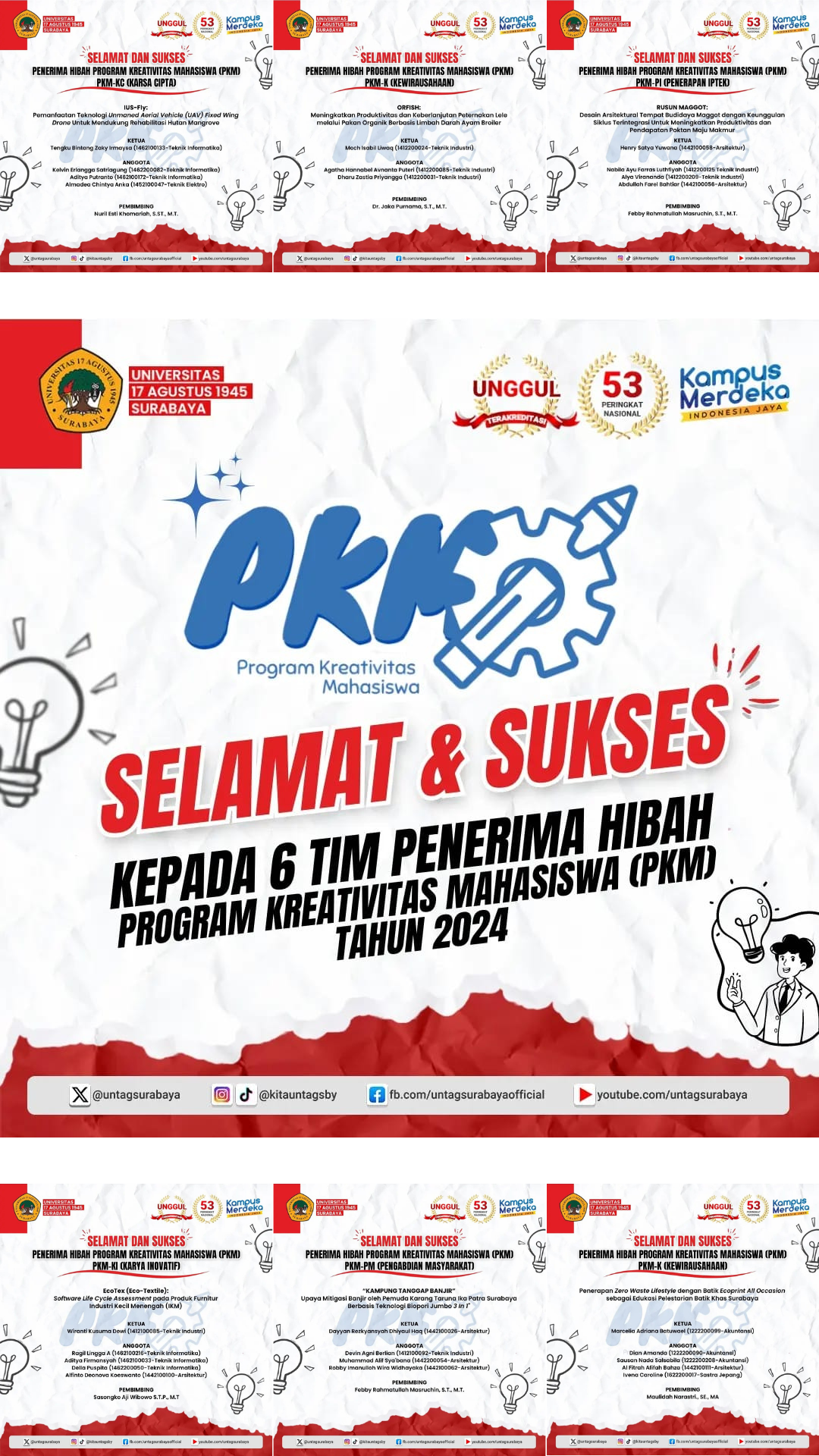MAHASISWA PRODI TEKNIK INDUSTRI UNTAG SURABAYA LOLOS HIBAH PROGRAM KREATIVITAS MAHASISWA (PKM) 2024