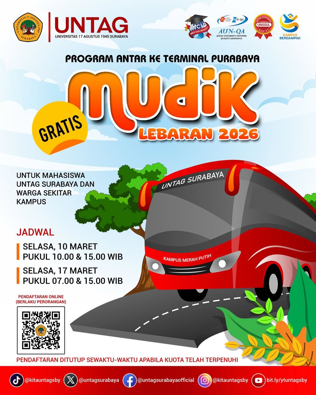 MUDIK GRATIS 2026 UNTAG SURABAYA