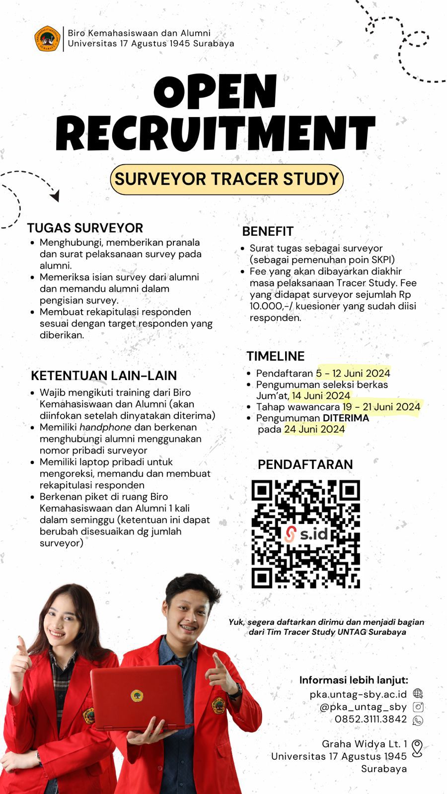 OPEN RECRUITMENT TIM TRACER STUDY UNTAG SURABAYA