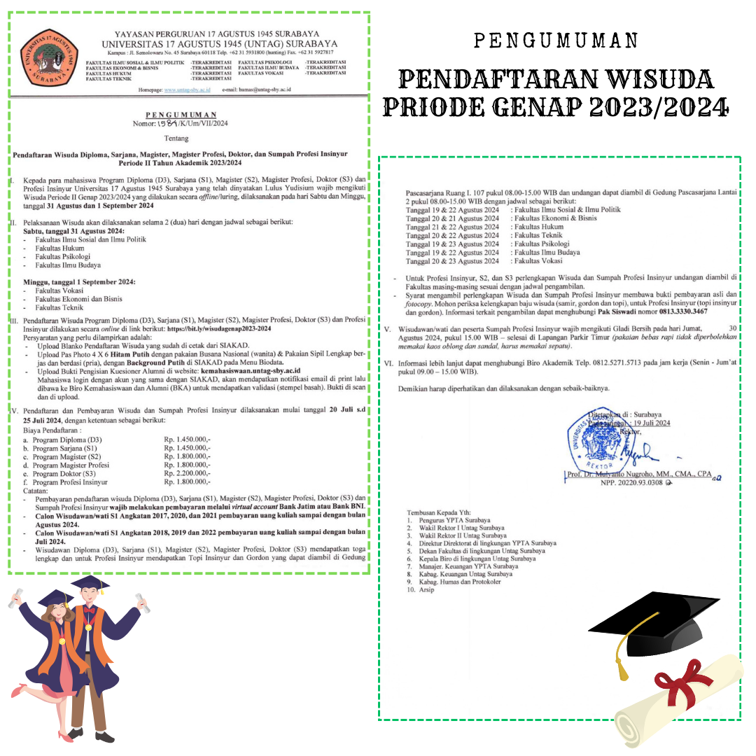 PENGUMUMAN PENDAFTARAN WISUDA PRIODE GENAP 2023/2024