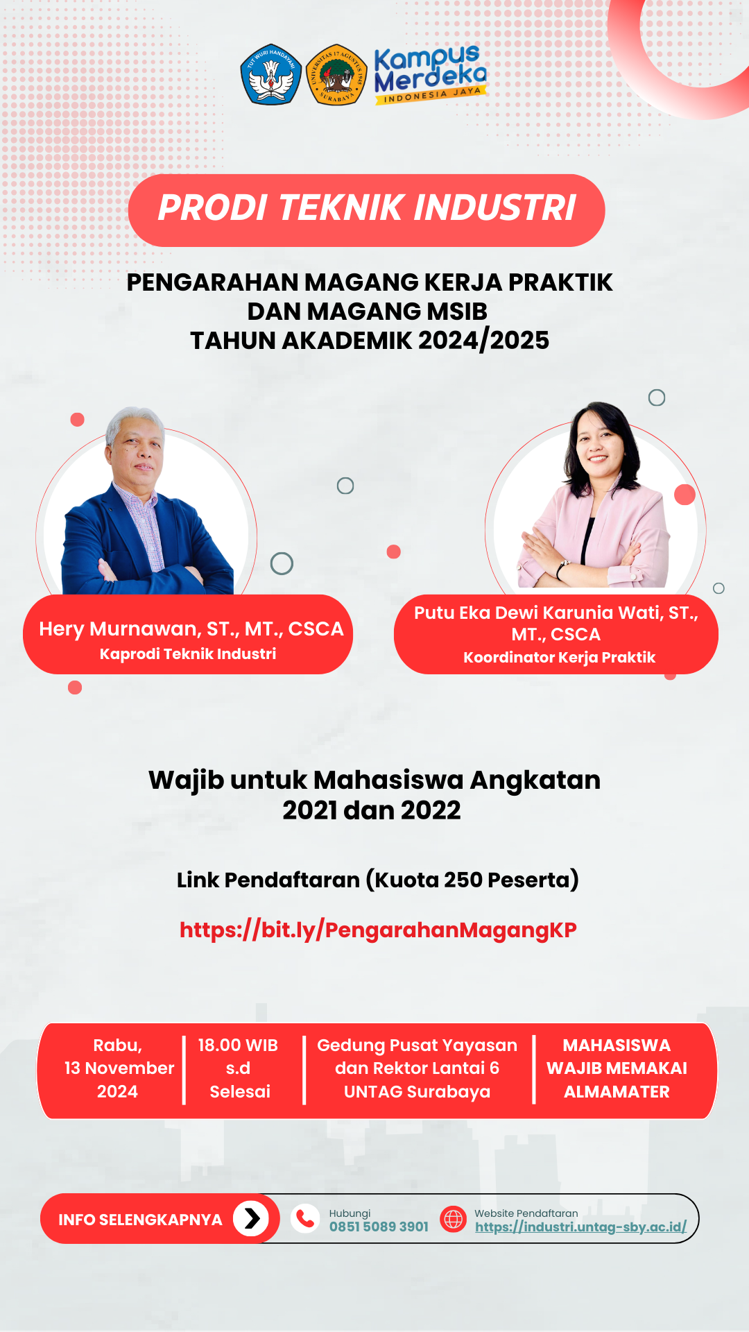 PENGARAHAN KERJA PRAKTEK DAN MAGANG MSIB TAHUN AJARAN 2024/2025 PRODI TEKNIK INDUSTRI