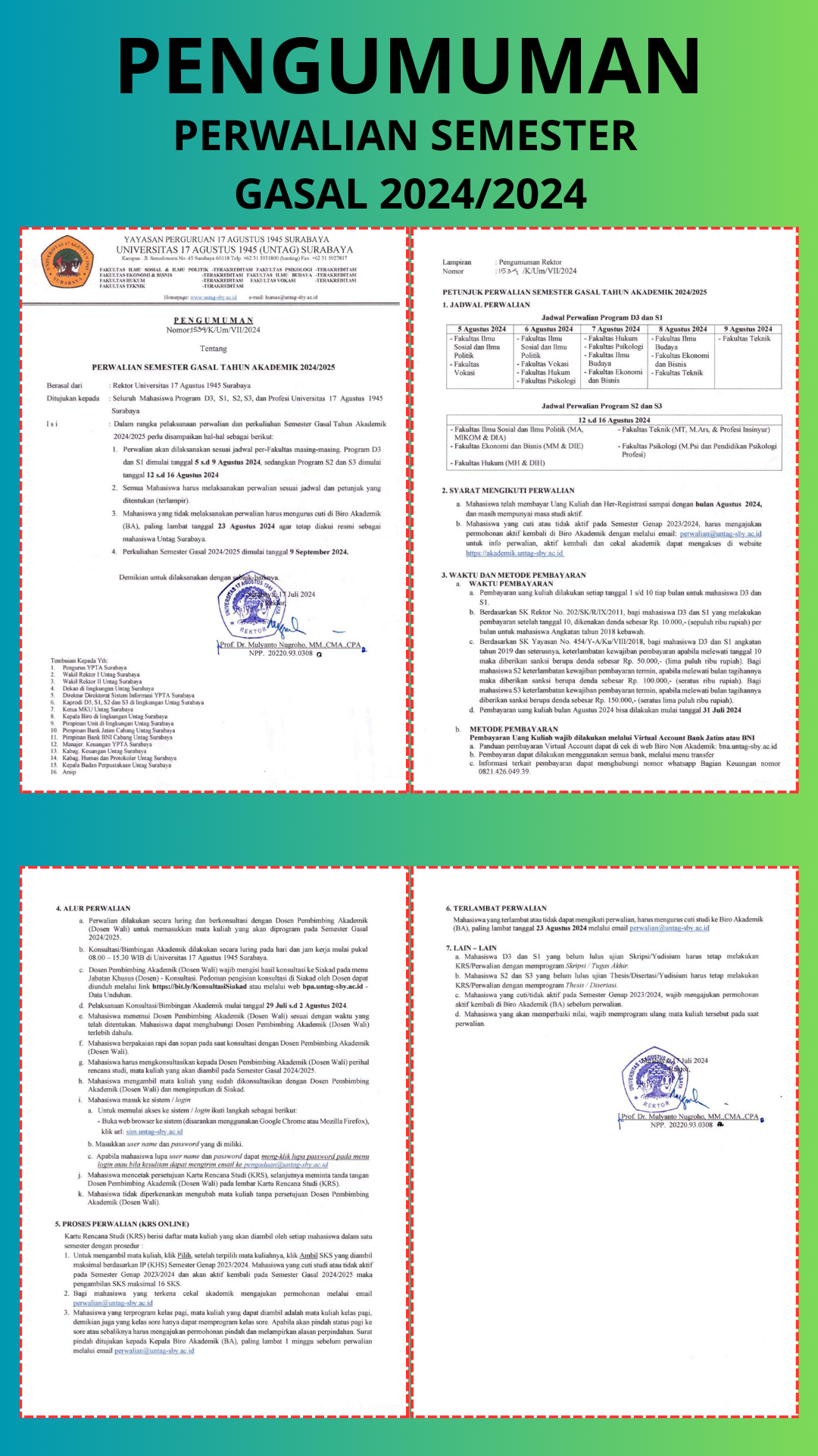 PENGUMUMAN PERWALIAN SEMESTER GASAL 2024/2025