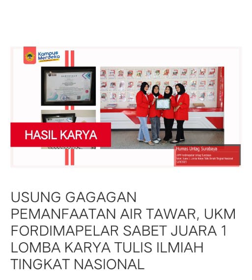 USUNG GAGASAN PEMANFAATAN AIR TAWAR, UKM FORDIMAPELAR SABET JUARA 1 LOMBA KARYA TULIS ILMIAH TINGKAT NASIONAL