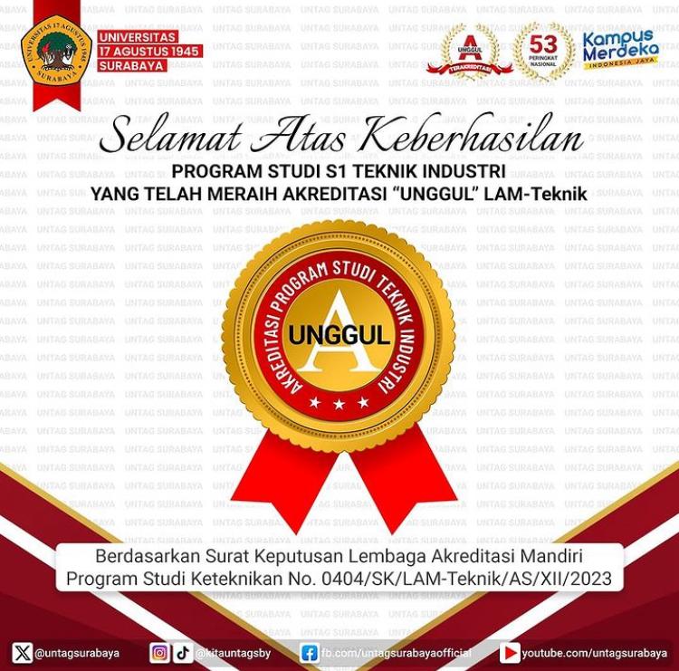 PRODI TEKNIK INDUSTRI BERHASIL MERAIH AKREDITASI UNGGUL