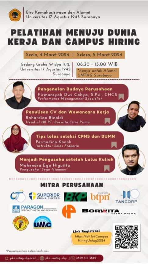 PELATIHAN MENUJU DUNIA KERJA DAN CAMPUS HIRING 2024