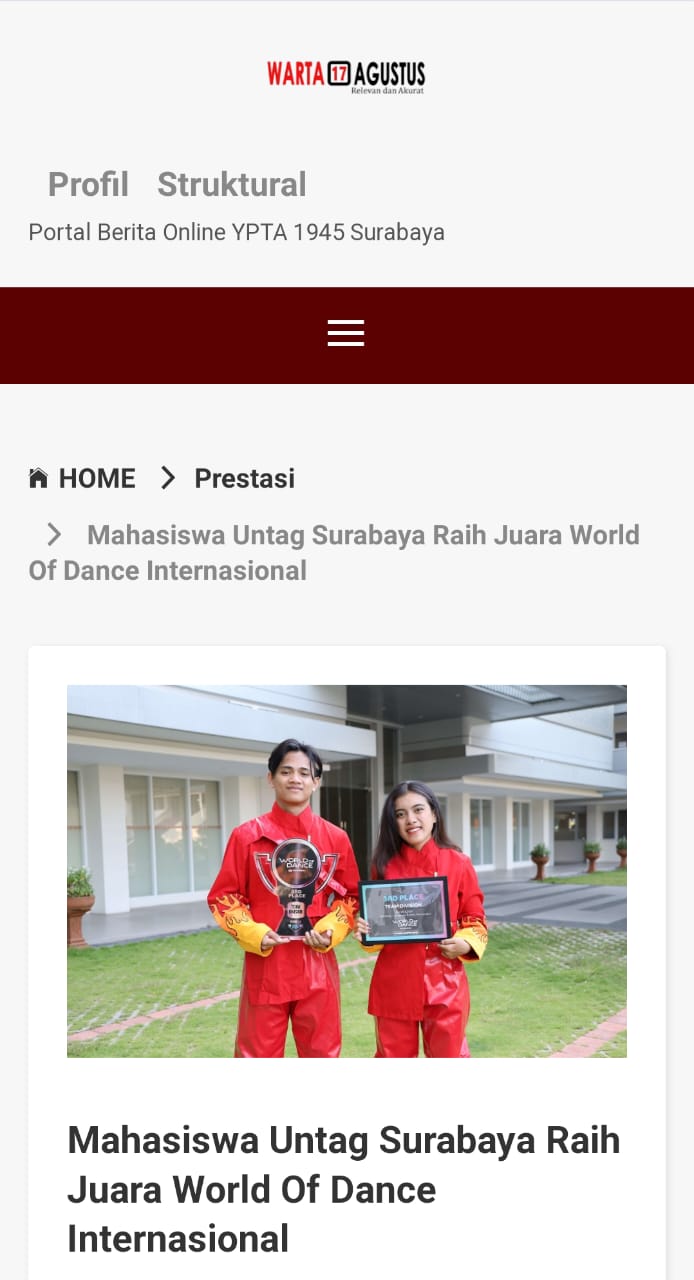 MAHASISWA UNTAG SURABAYA RAIH JUARA WORLD OF DANCE INTERNASIONAL