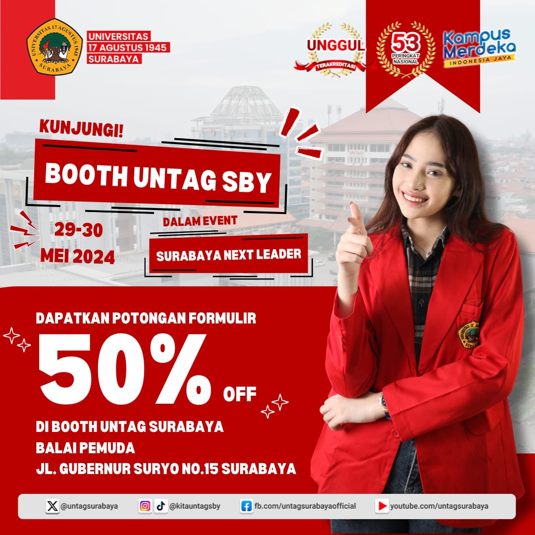 DISKON ISTIMEWA 50% UNTUK PEMBELIAN FORMULIR PENDAFTARAN DI BOOTH KAMPUS MERAH PUTIH