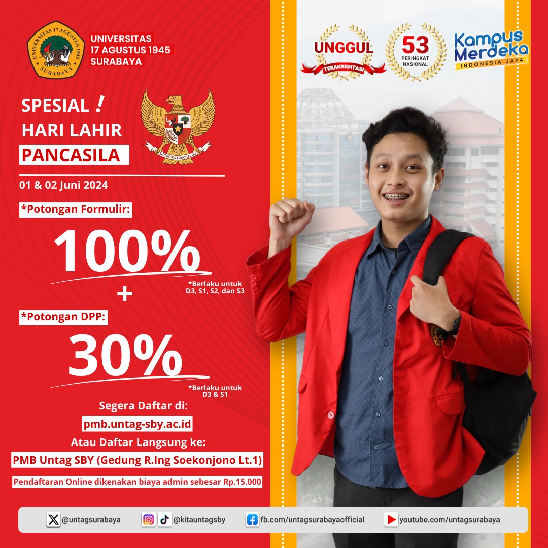 PROMO POTONGAN HARGA UNTUK FORMULIR DAN POTONGAN DPP HINGGA 100% SPESIAL HARI LAHIR PANCASILA 