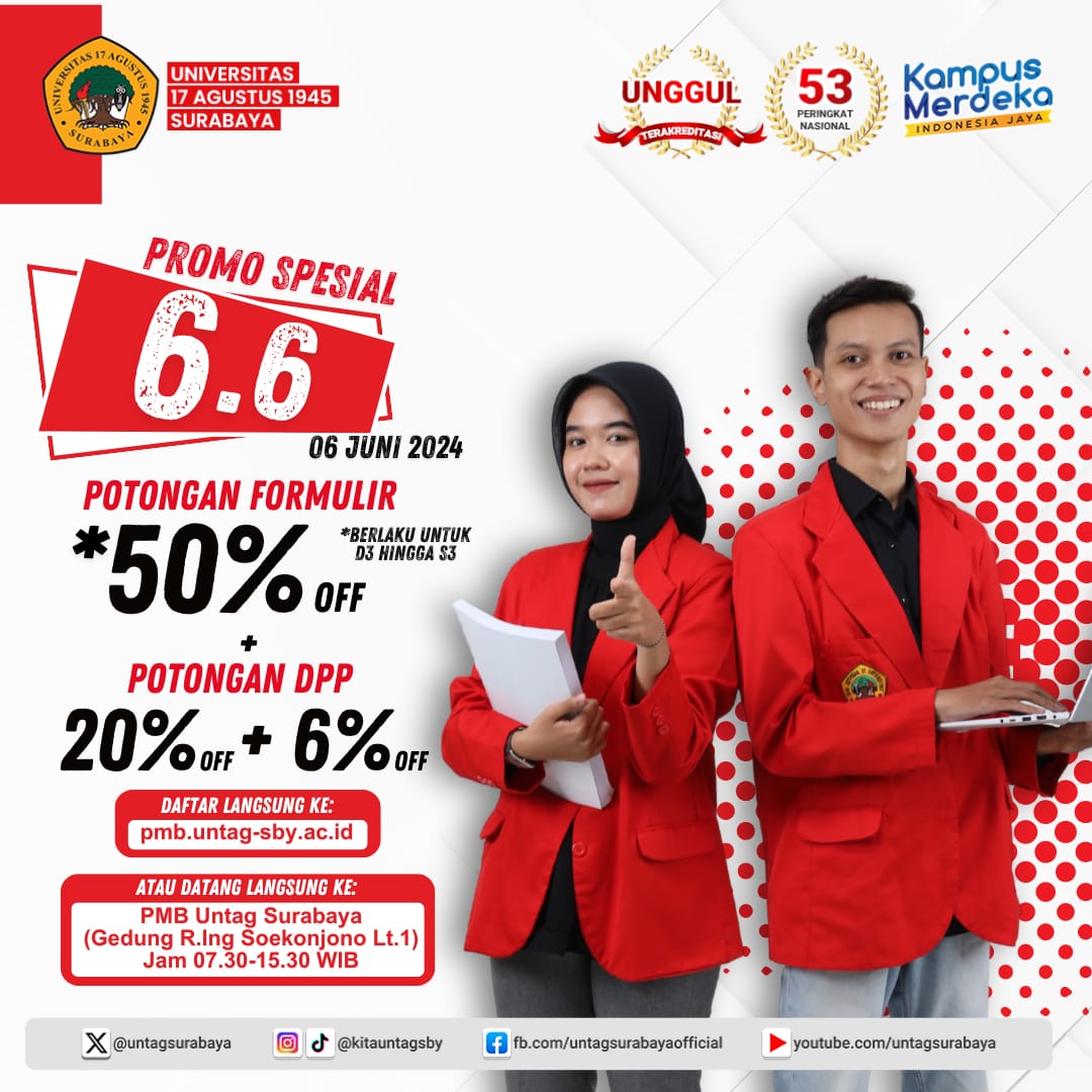 PROMO 6.6 POTONGAN HARGA UNTUK FORMULIR PENDAFTARAN 50% DAN POTONGAN DPP HINGGA 20% 