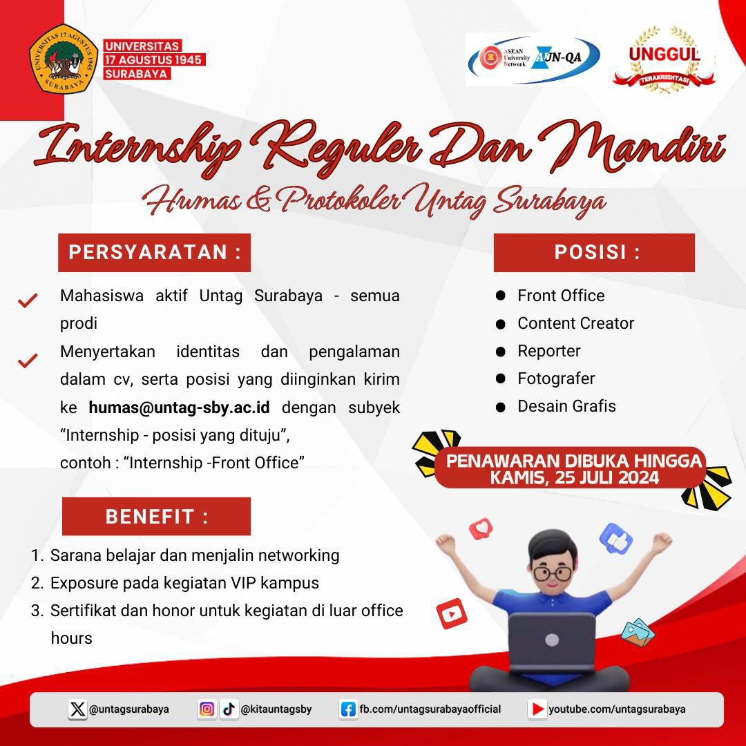 INTERNSHIP REGULER DAN MANDIRI HUMAS DAN PROTOKOLER UNTAG SURABAYA