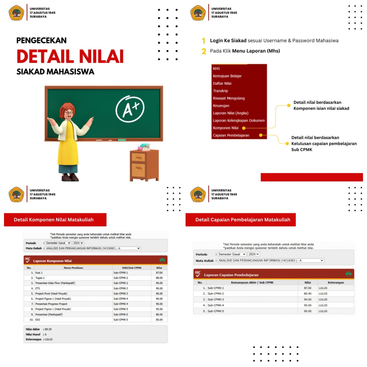 INFORMASI TENTANG TATA CARA PENGECEKAN DETAIL NILAI SIAKAD MAHASISWA