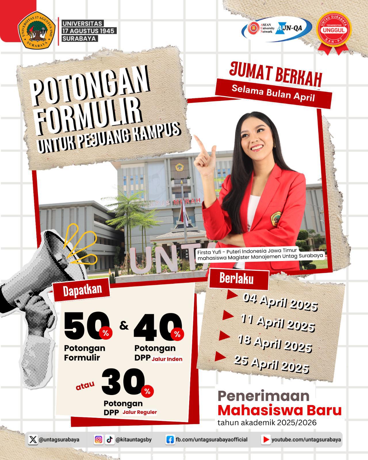 JUMAT BERKAH - POTONGAN DISKOM FORMULIR PENDAFTARAN PENERIMAAN MAHASISWA BARU TAHUN AKADEMIK 2025/2026
