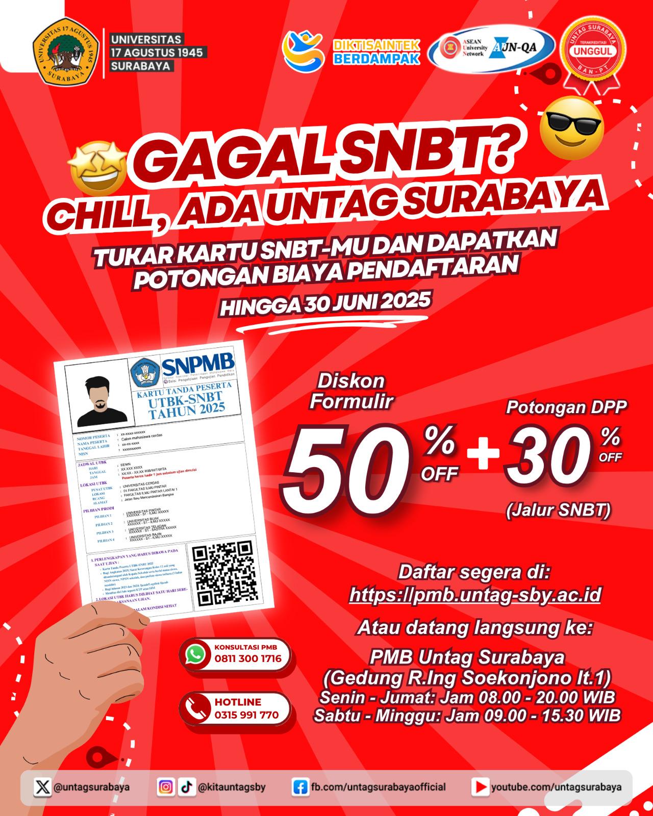 TUKAR KARTU SNBT BISA DAPATKAN DISKON BIAYA 50% DAN POTONGAN DPP HINGGA 30%