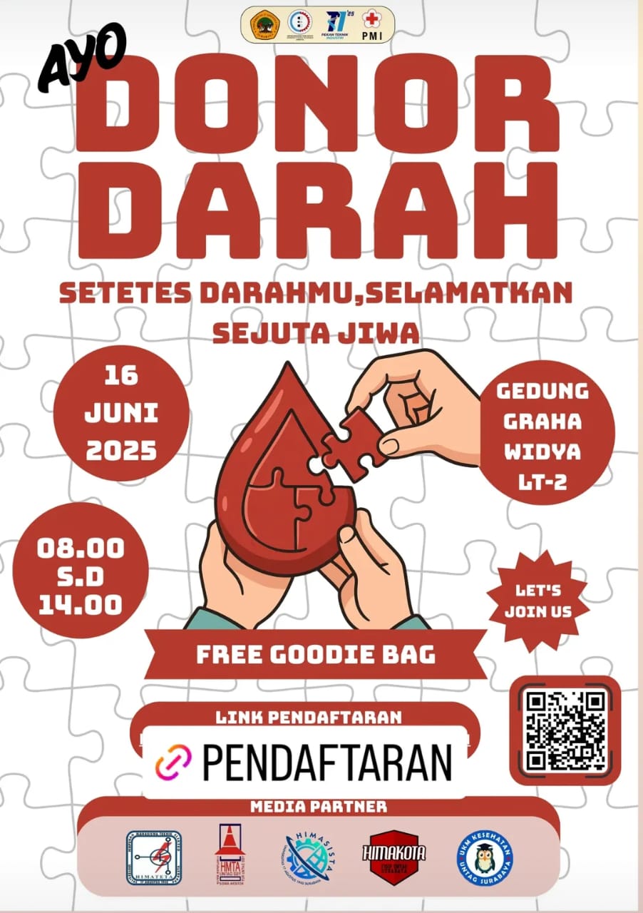 DONOR DARAH KEGIATAN YANG DILAKSANAKAN OLEH MAHASISWA PRODI TEKNIK INDUSTRI UNTAG SURABAYA