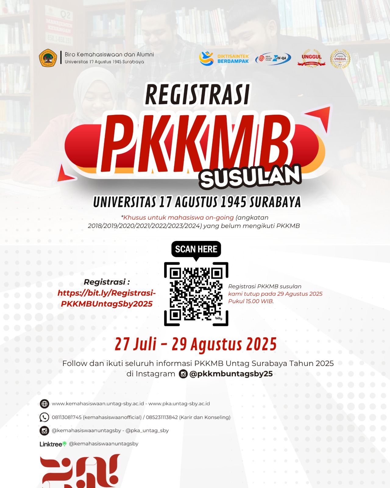 REGISTRASI PKKMB SUSULAN MAHASISWA UNTAG SURABAYA