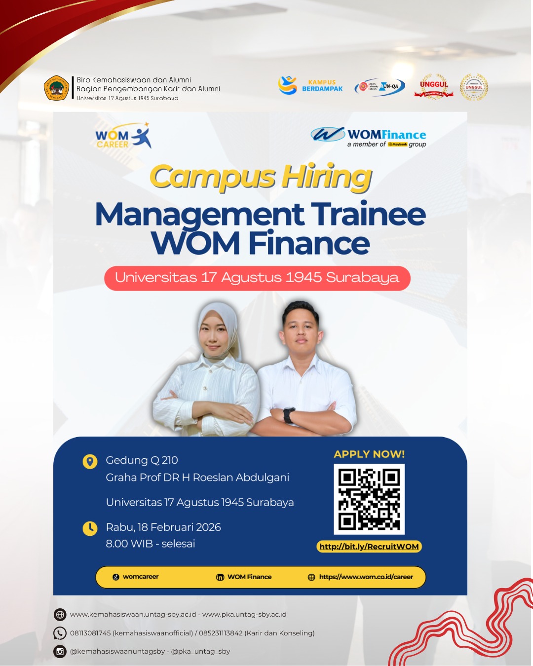 CAMPUS HIRING MANAGEMENT TRAINEE WOM FINANCE UNTAG SURABAYA