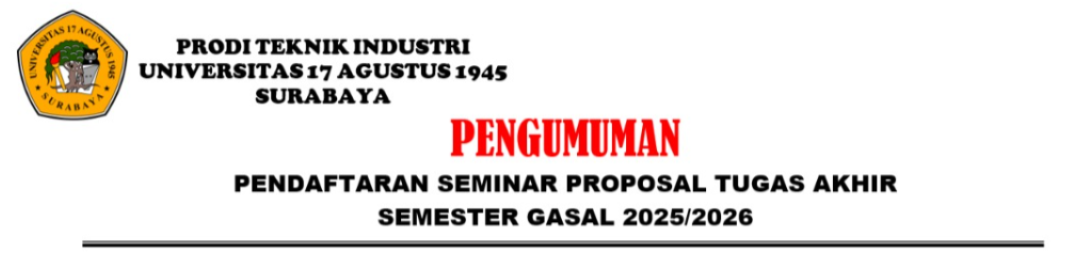 PENGUMUMAN PENDAFTARAN SEMINAR PROPOSAL TUGAS AKHIR GASAL 2025/2026