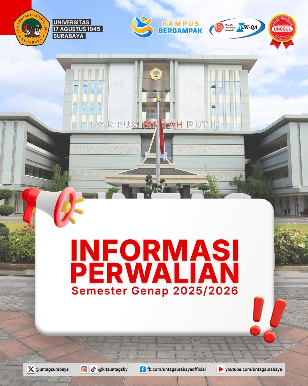 PENGUMUMAN PERWALIAN KRS MHASISWA UNTAG SURABAYA TAHUN AKADEMIK PERIODE GENAP 2025/206 